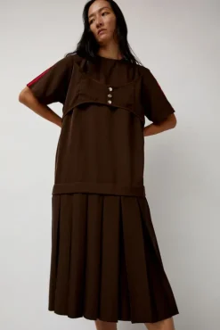 Online Box Pleat Dress in Mud Dresses|Clothing