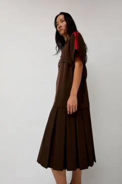 Online Box Pleat Dress in Mud Dresses|Clothing