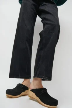 Outlet Bridget Clog on Mid Wedge in Black Suede Collections|Clog Sandals And Shoes