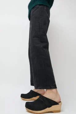 Outlet Bridget Clog on Mid Wedge in Black Suede Collections|Clog Sandals And Shoes