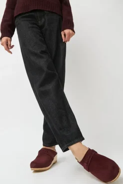 Fashion Bridget Clog on Mid Wedge in Burgundy Suede Collections|Clog Sandals And Shoes