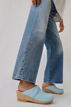 Discount Bridget Clog on Mid Wedge in Light Blue Sale Clogs|Collections