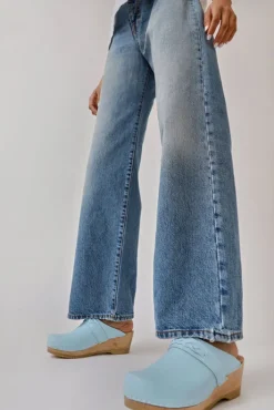 Discount Bridget Clog on Mid Wedge in Light Blue Sale Clogs|Collections