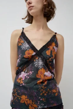 Outlet Camisole Top in Orange and Purple Flowers Collections|Tops