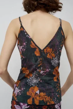 Outlet Camisole Top in Orange and Purple Flowers Collections|Tops