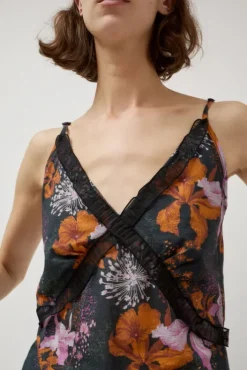 Outlet Camisole Top in Orange and Purple Flowers Collections|Tops