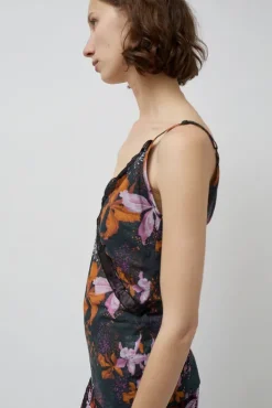 Outlet Camisole Top in Orange and Purple Flowers Collections|Tops