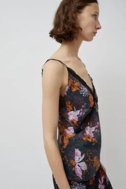 Outlet Camisole Top in Orange and Purple Flowers Collections|Tops