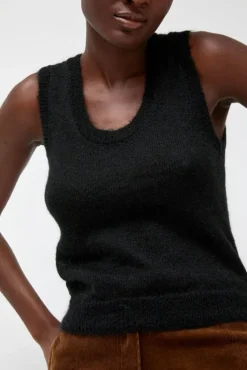 New Carol U-Neck Vest in Black Sweaters|Clothing