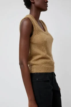 Outlet Carol U-Neck Vest in Khaki Collections|Sweaters