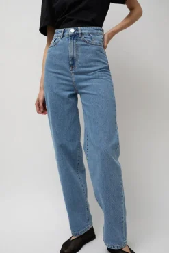 Discount Carrot Leg Trousers in Classic Denim Blue Collections|Denim