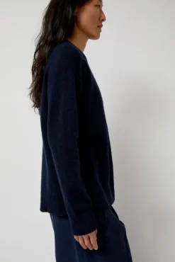Clearance Cashmere Blend Crewneck Knit in Navy Collections|Sweaters