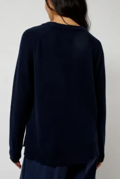 Clearance Cashmere Blend Crewneck Knit in Navy Collections|Sweaters