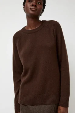 Fashion Cashmere Blend Crewneck Knit in Brown Collections|Sweaters