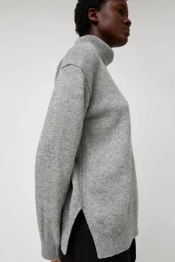 Fashion Cashmere Blend High Neck Knit in Gray Sweaters|Clothing