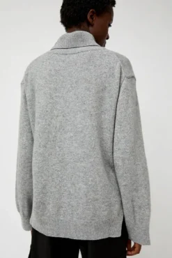 Fashion Cashmere Blend High Neck Knit in Gray Sweaters|Clothing