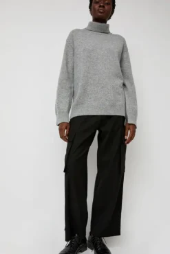 Fashion Cashmere Blend High Neck Knit in Gray Sweaters|Clothing