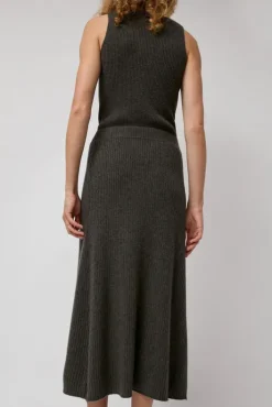 Sale Cashmere Rib Semi Circle Skirt in Olive Melange Skirts|Clothing