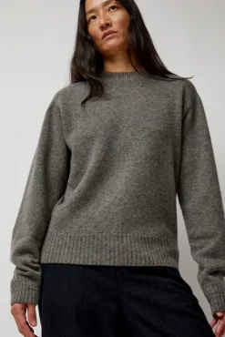 Fashion Cashmere Saddle Neck Sweater in Warm Grey Collections|Sweaters