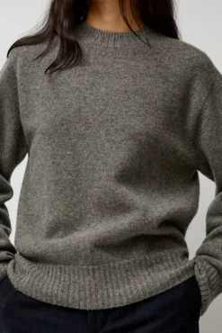 Fashion Cashmere Saddle Neck Sweater in Warm Grey Collections|Sweaters