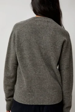 Fashion Cashmere Saddle Neck Sweater in Warm Grey Collections|Sweaters