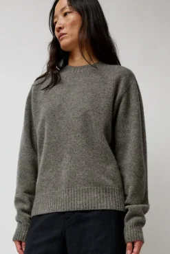 Fashion Cashmere Saddle Neck Sweater in Warm Grey Collections|Sweaters