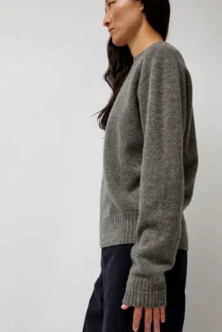 Fashion Cashmere Saddle Neck Sweater in Warm Grey Collections|Sweaters