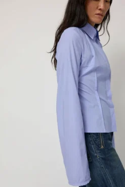 Sale Cila Fitted Shirt in Blue Tops|Clothing