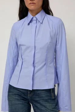 Sale Cila Fitted Shirt in Blue Tops|Clothing