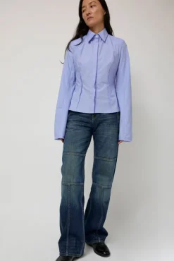 Sale Cila Fitted Shirt in Blue Tops|Clothing