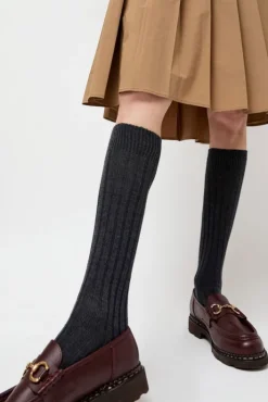 Outlet College Wool Ribbed Socks in Charcoal Collections|Socks & Tights