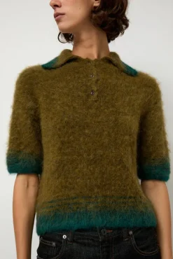 Best Compact Knit Polo in Olive and Green Collections|Sweaters
