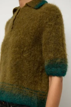 Best Compact Knit Polo in Olive and Green Collections|Sweaters