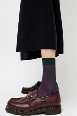 Discount Contrast Stripe Viscose Socks in Grey with Fuchsia Collections|Socks & Tights