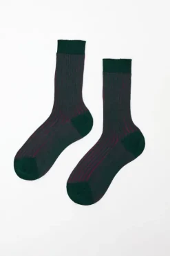 Discount Contrast Stripe Viscose Socks in Grey with Fuchsia Collections|Socks & Tights