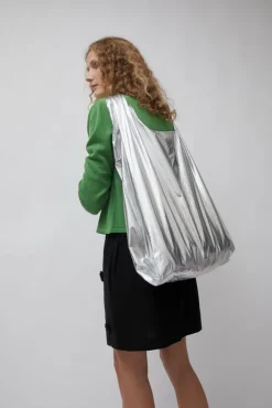 New Cotton and Silk Hobo Bag in Silver Holiday Gift Guide|Collections