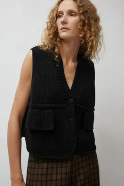 Online Cotton Pocket Waistcoat in Black Collections|Tops