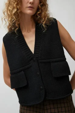 Online Cotton Pocket Waistcoat in Black Collections|Tops
