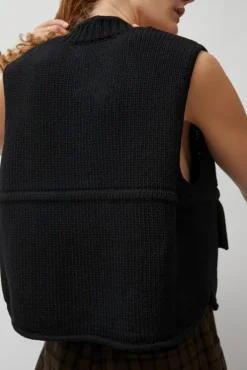 Online Cotton Pocket Waistcoat in Black Collections|Tops
