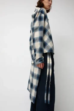 Hot Cowl Wrap Long Shirt in Blue Tops|Clothing