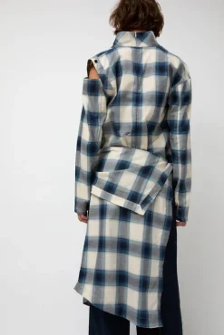 Hot Cowl Wrap Long Shirt in Blue Tops|Clothing