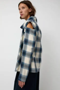 Hot Cowl Wrap Long Shirt in Blue Tops|Clothing