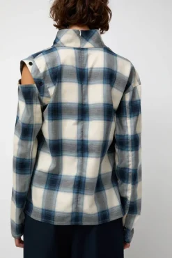 Hot Cowl Wrap Long Shirt in Blue Tops|Clothing