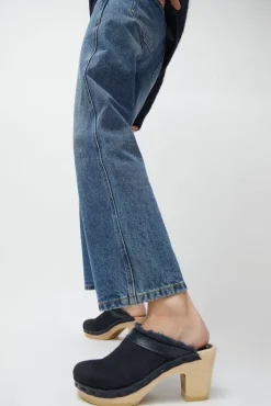 Online Dakota Shearling Clog on High Heel in Navy Suede and Night Collections|Clog Sandals And Shoes