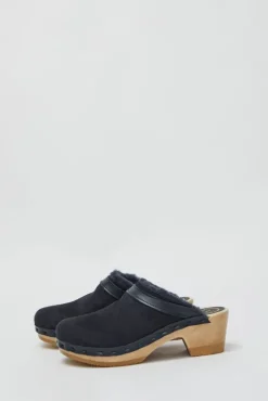 Fashion Dakota Shearling Clog on Mid Heel in Navy and Night Holiday Gift Guide|Collections