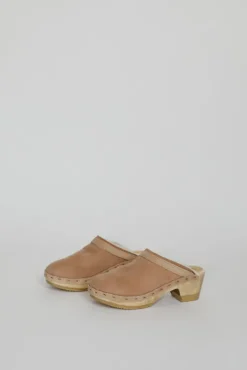 Sale Dakota Shearling Clog on Mid Heel in Fawn Suede and Bone Holiday Gift Guide|Collections
