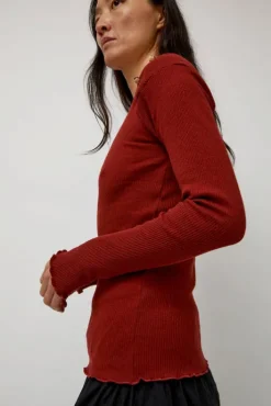 Hot Disc Long Sleeve in Bine Red Collections|Tops