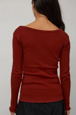 Hot Disc Long Sleeve in Bine Red Collections|Tops
