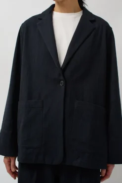 New Drapey Blazer in Black Warp and Indigo Weft Collections|Jackets & Outerwear