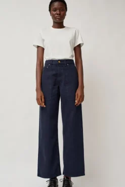 Sale Elissa High Wide Jean in Marine Overdye Collections|Denim